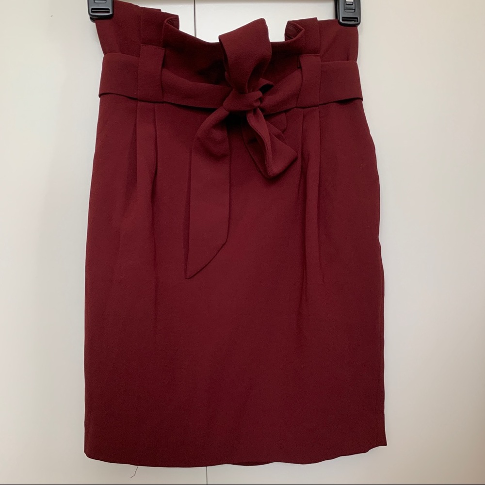 Express Maroon Pencil Skirt with Tie